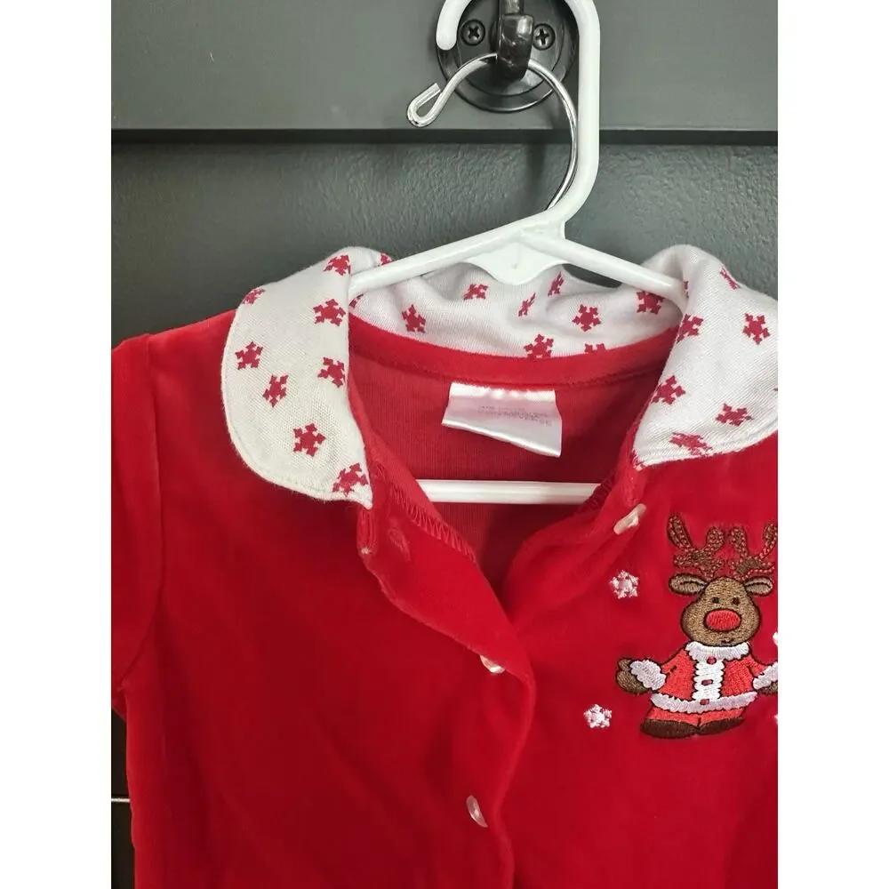 Baby Red Reindeer Christmas Outfit - Long Sleeve Top & Pants Set (3-6 Months)